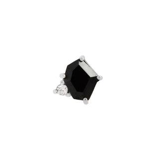 Elicit - Black Spinel + CZ - Threadless End Threadless Ends Buddha Jewelry White Gold  