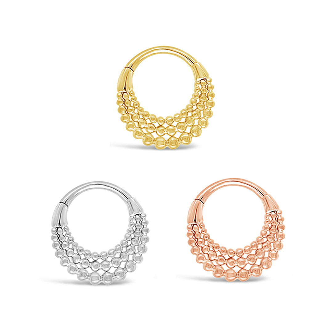 Fame Solid 14kt Gold Clicker for Septum Piercings Buddha Jewelry