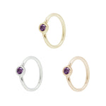 Fixed Bezel 2mm Side Set Facing Bead Ring with Amethyst Fixed Rings Buddha Jewelry