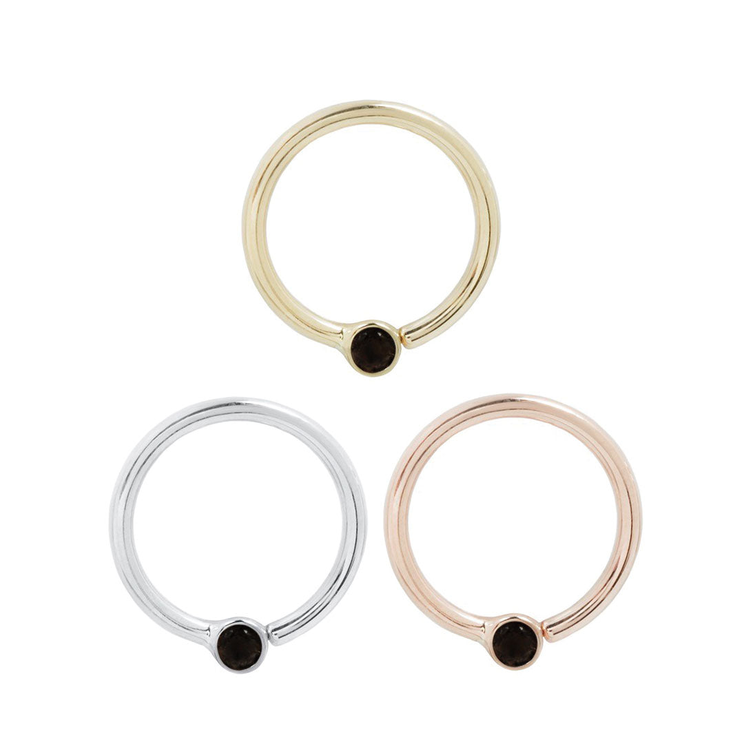 Fixed Bezel 2mm Bead Ring with Black Spinel Fixed Rings Buddha Jewelry