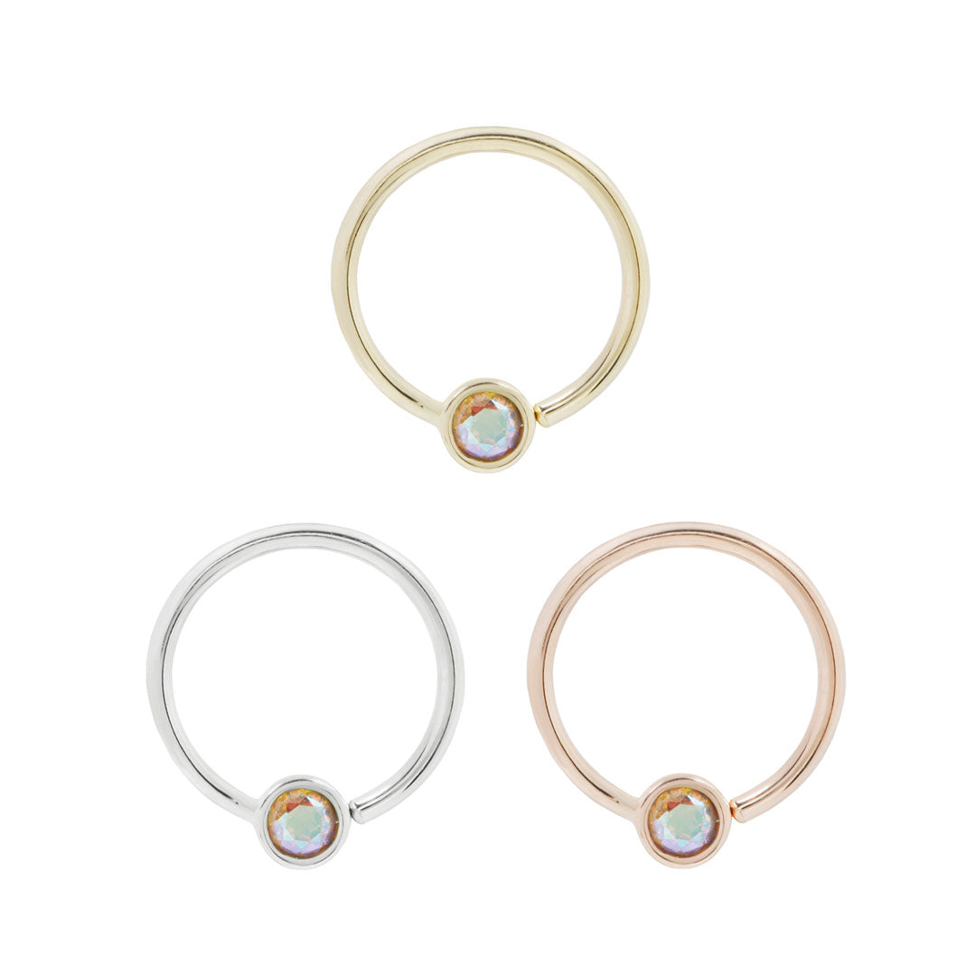 Fixed Bezel 3mm Bead Ring with Mercury Mist Topaz Fixed Rings Buddha Jewelry