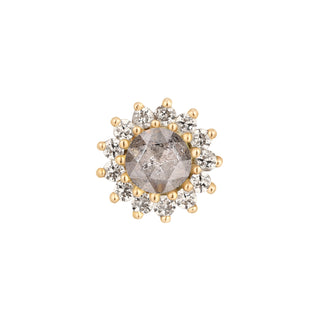 Delphine - Grey Diamond + White Sapphire - Threadless End Threadless Ends Buddha Jewelry Yellow Gold  
