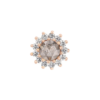 Delphine - Grey Diamond + White Sapphire - Threadless End Threadless Ends Buddha Jewelry Rose Gold  