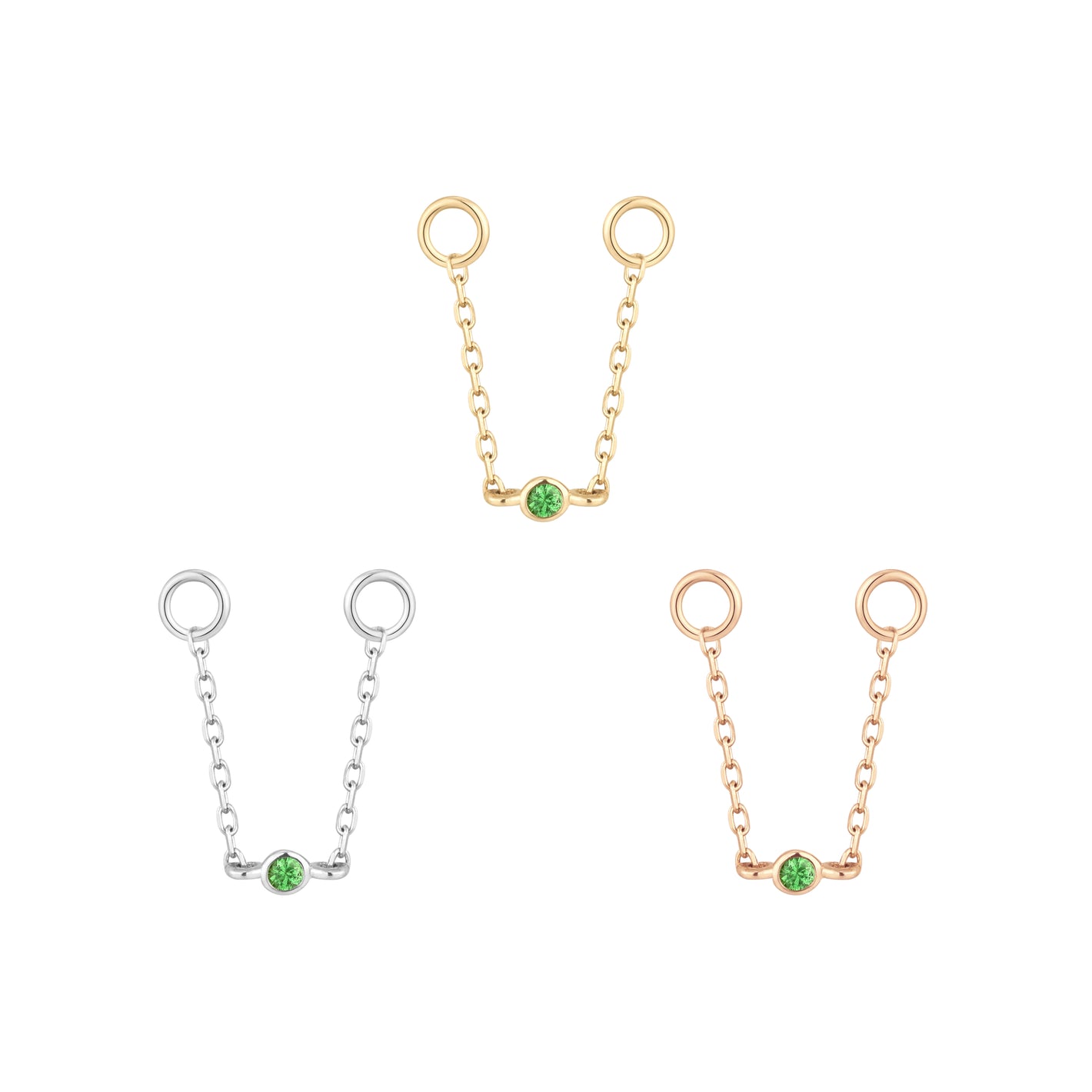 Bezel Bead Chain with Tsavorite Chains Buddha Jewelry