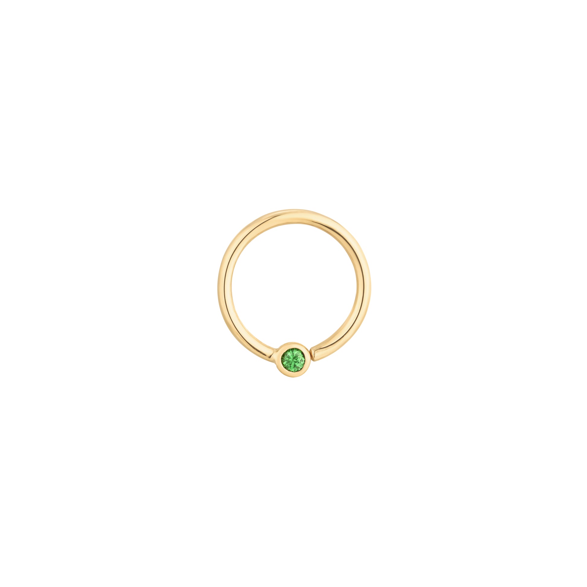 Fixed Bezel 2mm Bead Ring with Tsavorite Fixed Rings Buddha Jewelry 14k Yellow Gold