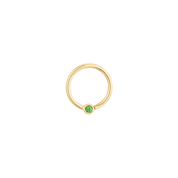 Fixed Bezel 2mm Bead Ring with Tsavorite Fixed Rings Buddha Jewelry 14k Yellow Gold