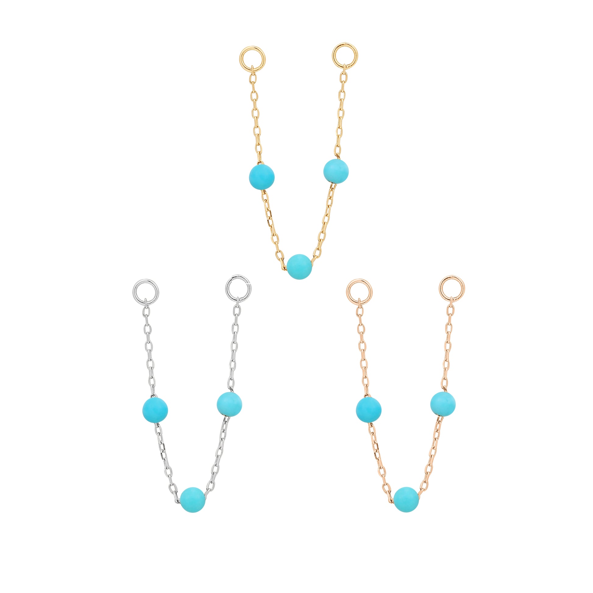 3 Bead Chain with Turquoise Chains Buddha Jewelry