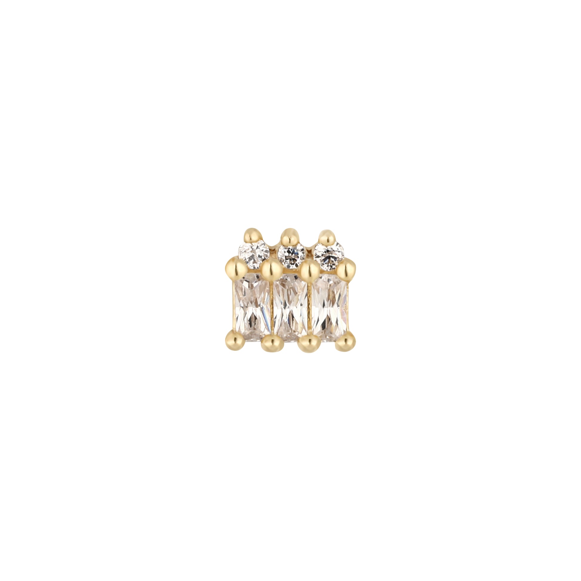 Excess Threadless End with CZ Threadless Ends Buddha Jewelry 14k Yellow Gold
