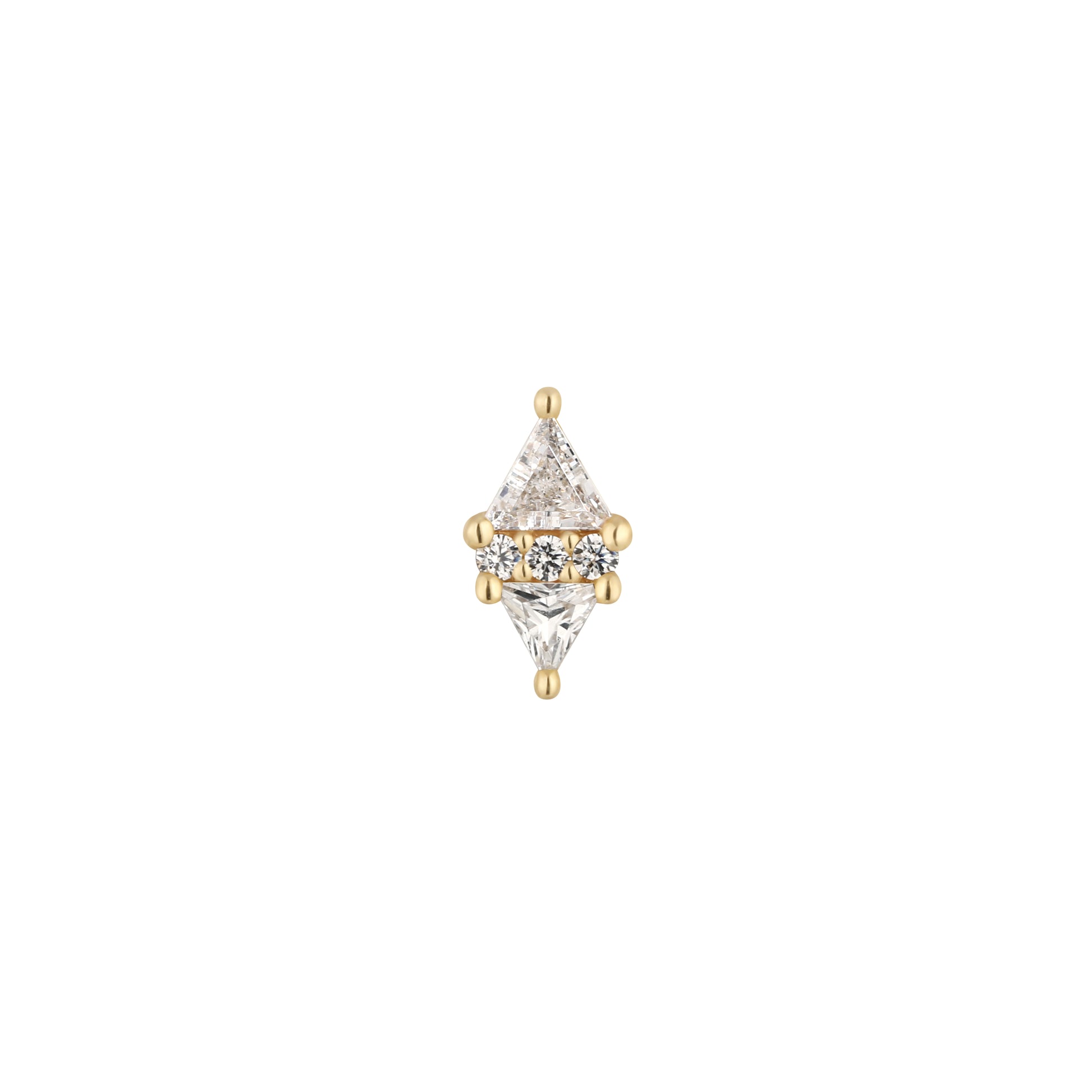 Le Tigre Threadless End with CZ Threadless Ends Buddha Jewelry 14k Yellow Gold