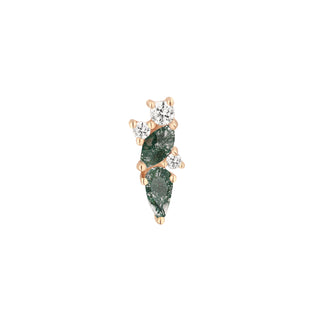 Visionary - Moss Agate + White Topaz - Threadless End Threadless Ends Buddha Jewelry Rose Gold  