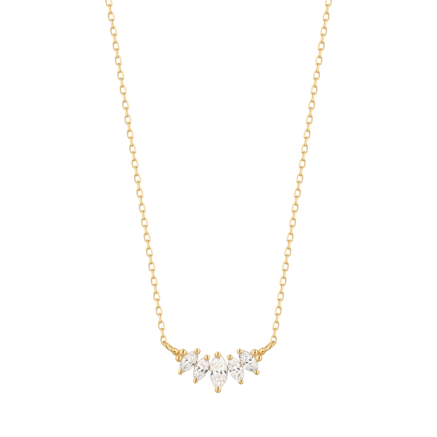 RION x Buddha Jewelry Zuri Cinq Necklace with White Sapphire Necklaces RION x Buddha Jewelry 14k Yellow Gold