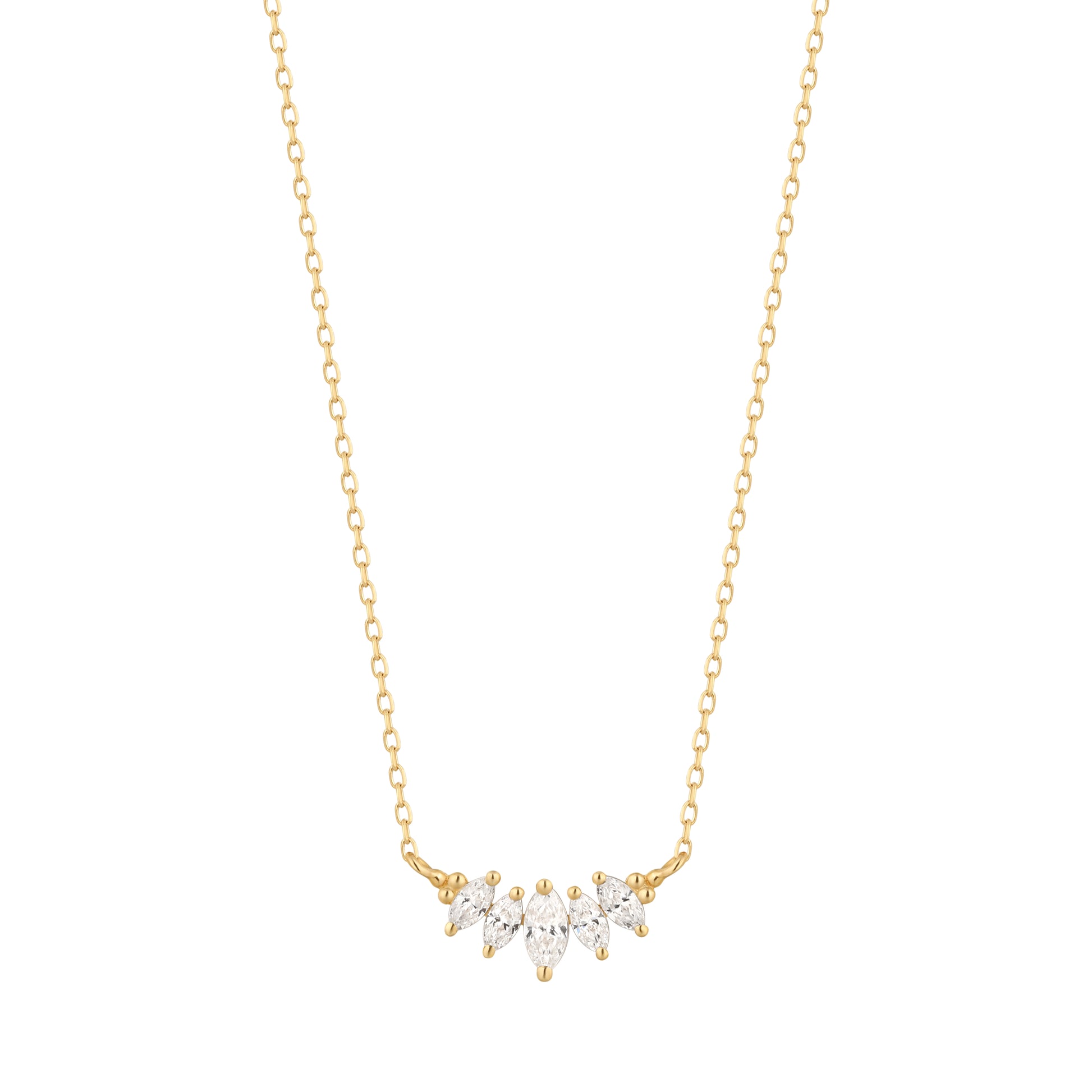 RION x Buddha Jewelry Zuri Cinq Necklace with White Sapphire Necklaces RION x Buddha Jewelry 14k Yellow Gold