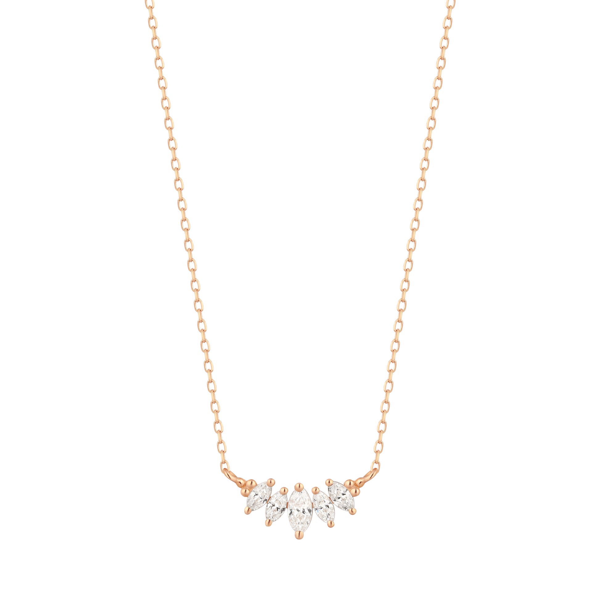 RION x Buddha Jewelry Zuri Cinq Necklace with White Sapphire Necklaces RION x Buddha Jewelry 14k Rose Gold