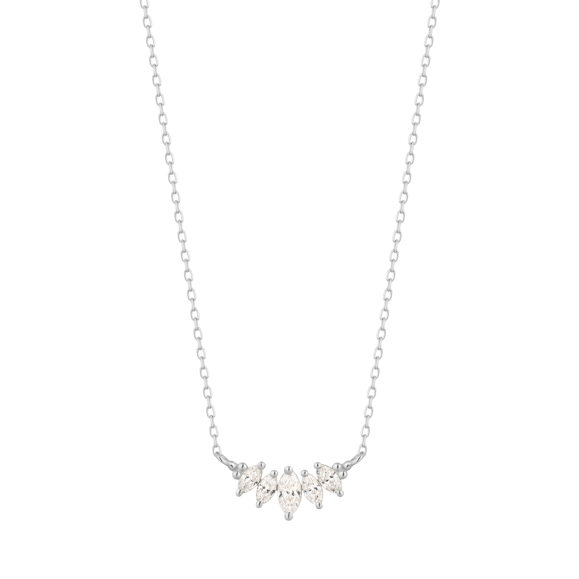 RION x Buddha Jewelry Zuri Cinq Necklace with White Sapphire Necklaces RION x Buddha Jewelry 14k White Gold