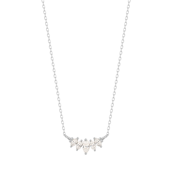 RION x Buddha Jewelry Zuri Cinq Necklace with White Sapphire Necklaces RION x Buddha Jewelry 14k White Gold