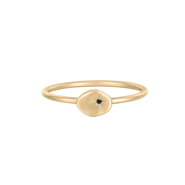 RION x Buddha Jewelry North Star Finger Ring with Black Diamond Finger Rings RION x Buddha Jewelry 14k Yellow Gold 6