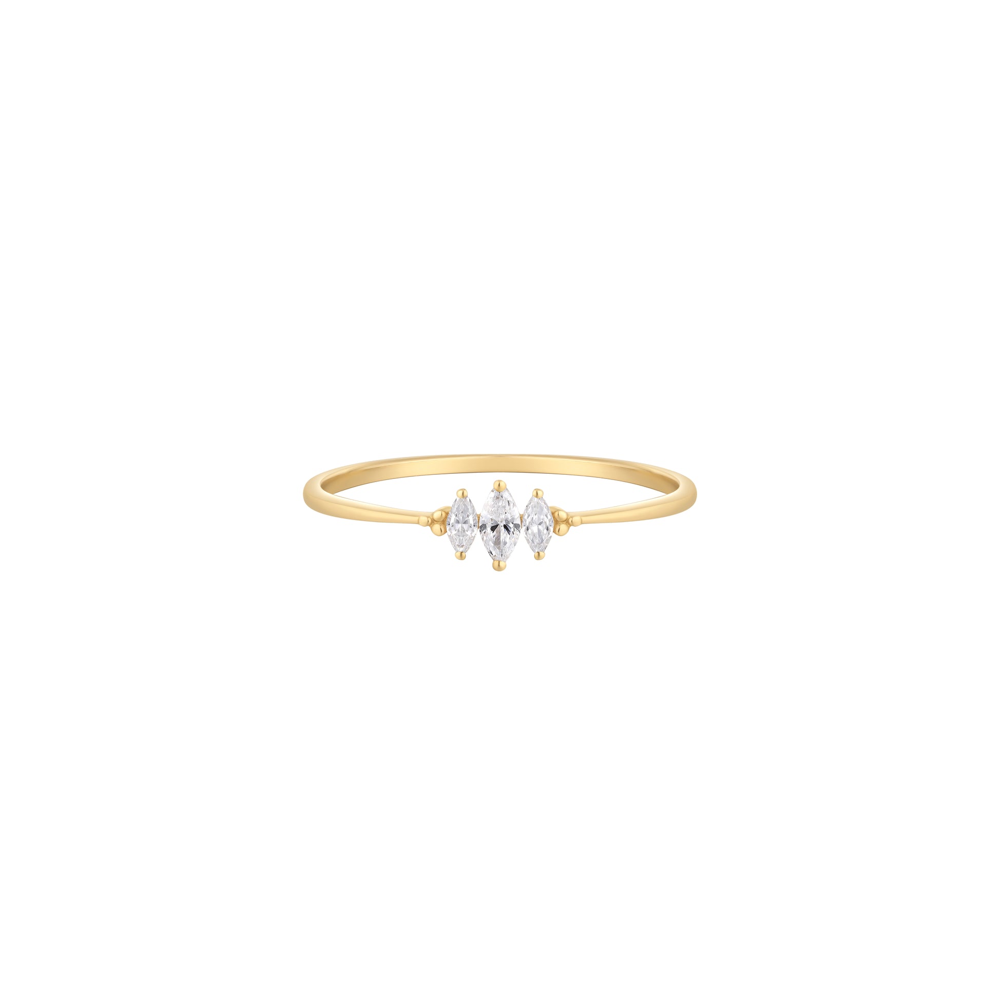 RION x Buddha Jewelry Zuri Trois Finger Ring with Diamond Finger Rings RION x Buddha Jewelry 14k Yellow Gold