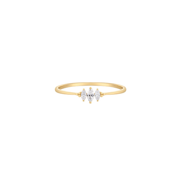 RION x Buddha Jewelry Zuri Trois Finger Ring with Diamond Finger Rings RION x Buddha Jewelry 14k Yellow Gold