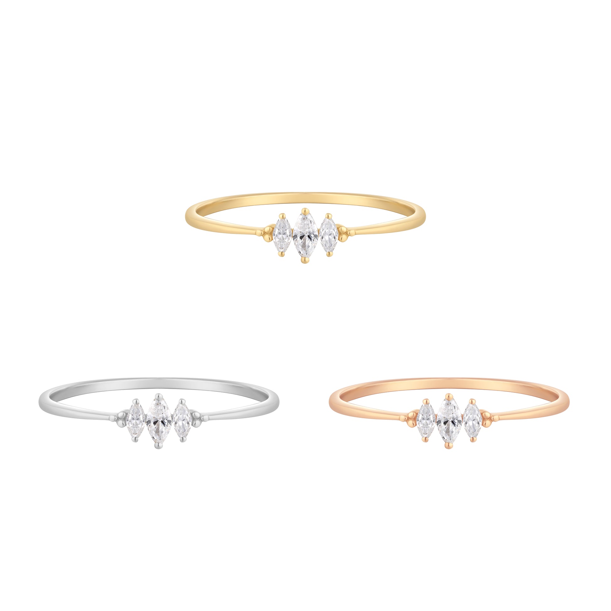 RION x Buddha Jewelry Zuri Trois Finger Ring with Diamond Finger Rings RION x Buddha Jewelry