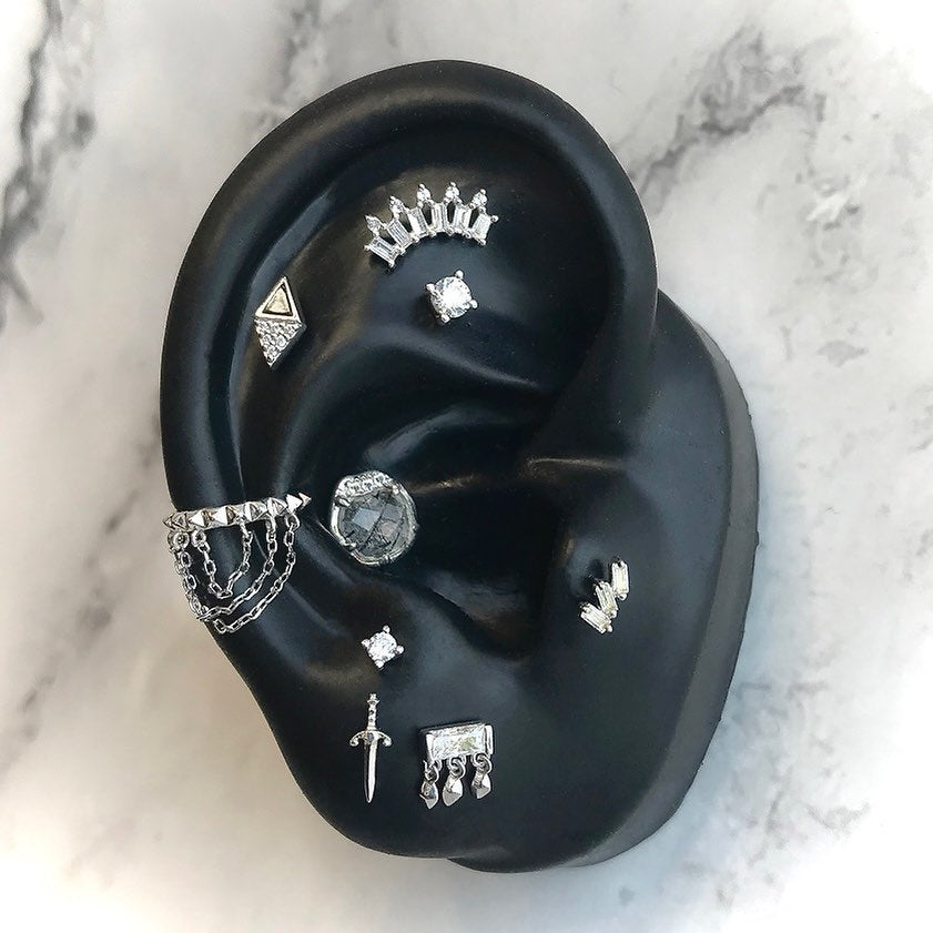 GSTQ Threadless End with Diamond + White Topaz Threadless Ends Buddha Jewelry