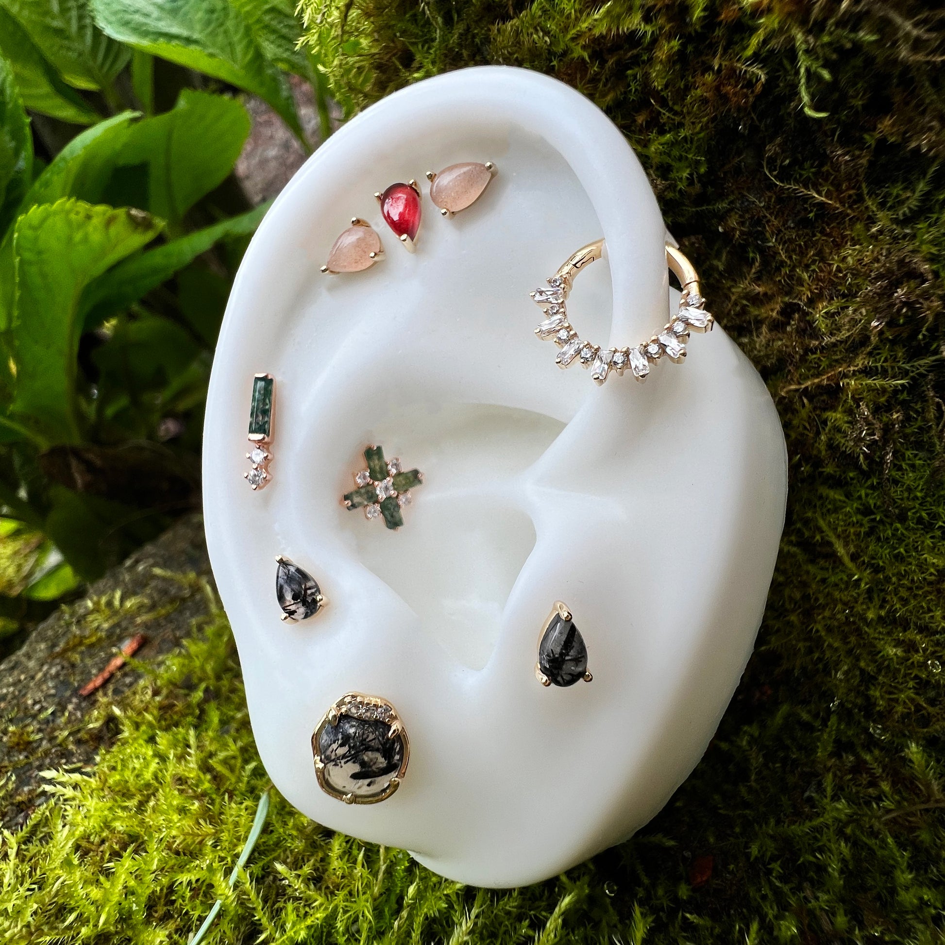 Prong Pear Threadless End with Garnet Threadless Ends Buddha Jewelry