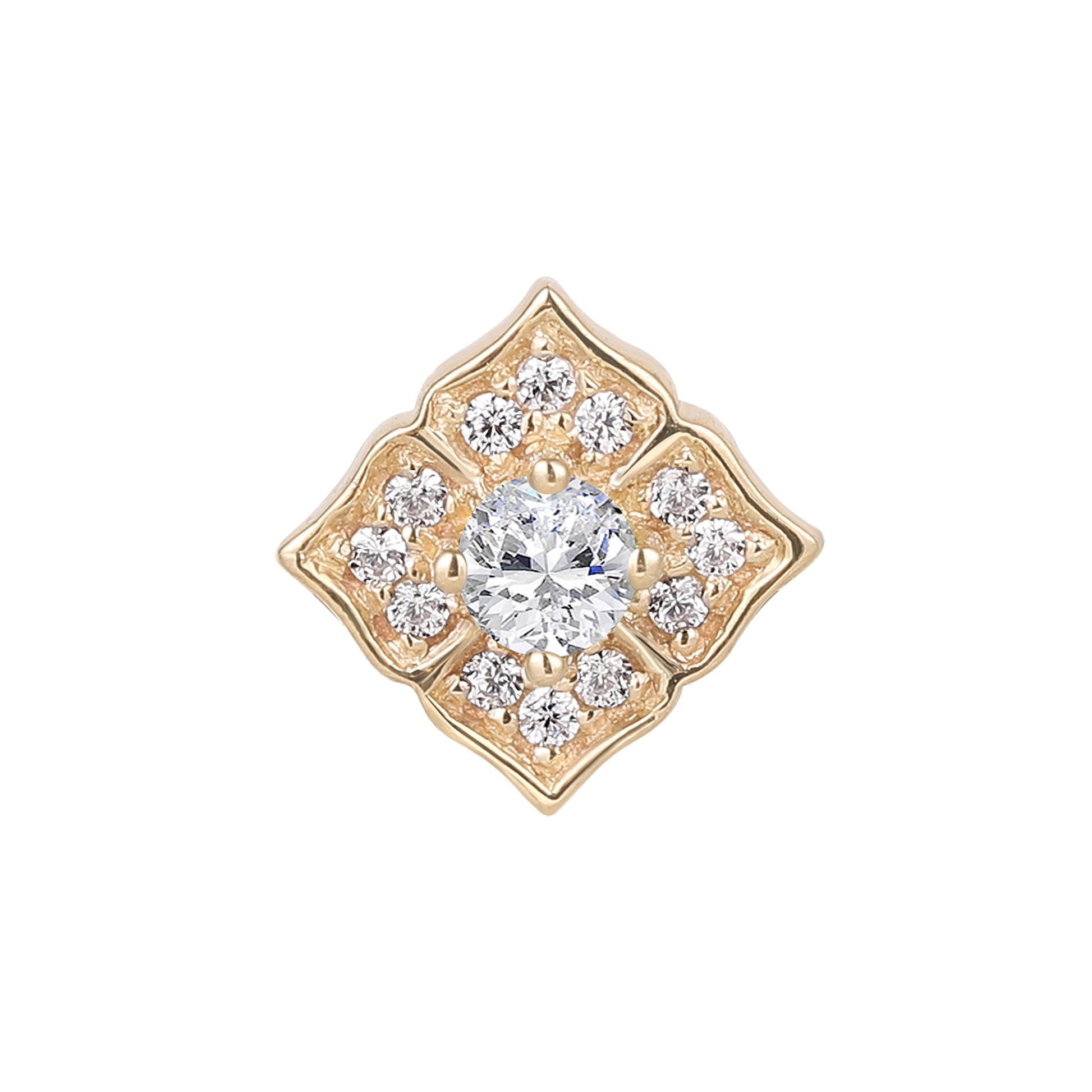 Grace Threadless End with CZ Threadless Ends Buddha Jewelry 14k Yellow Gold