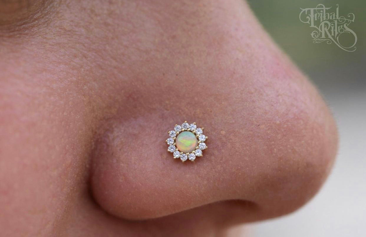 Delphine Threadless End with Opal Threadless Ends Buddha Jewelry