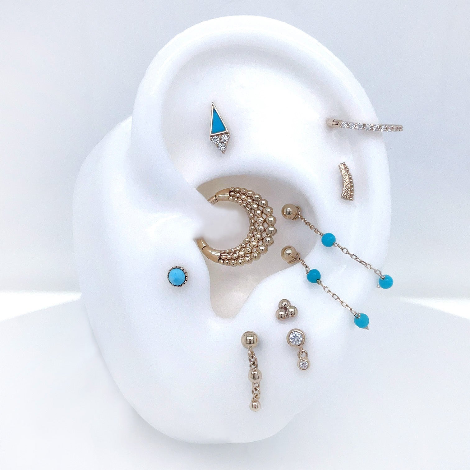 3 Bead Chain with Turquoise Chains Buddha Jewelry