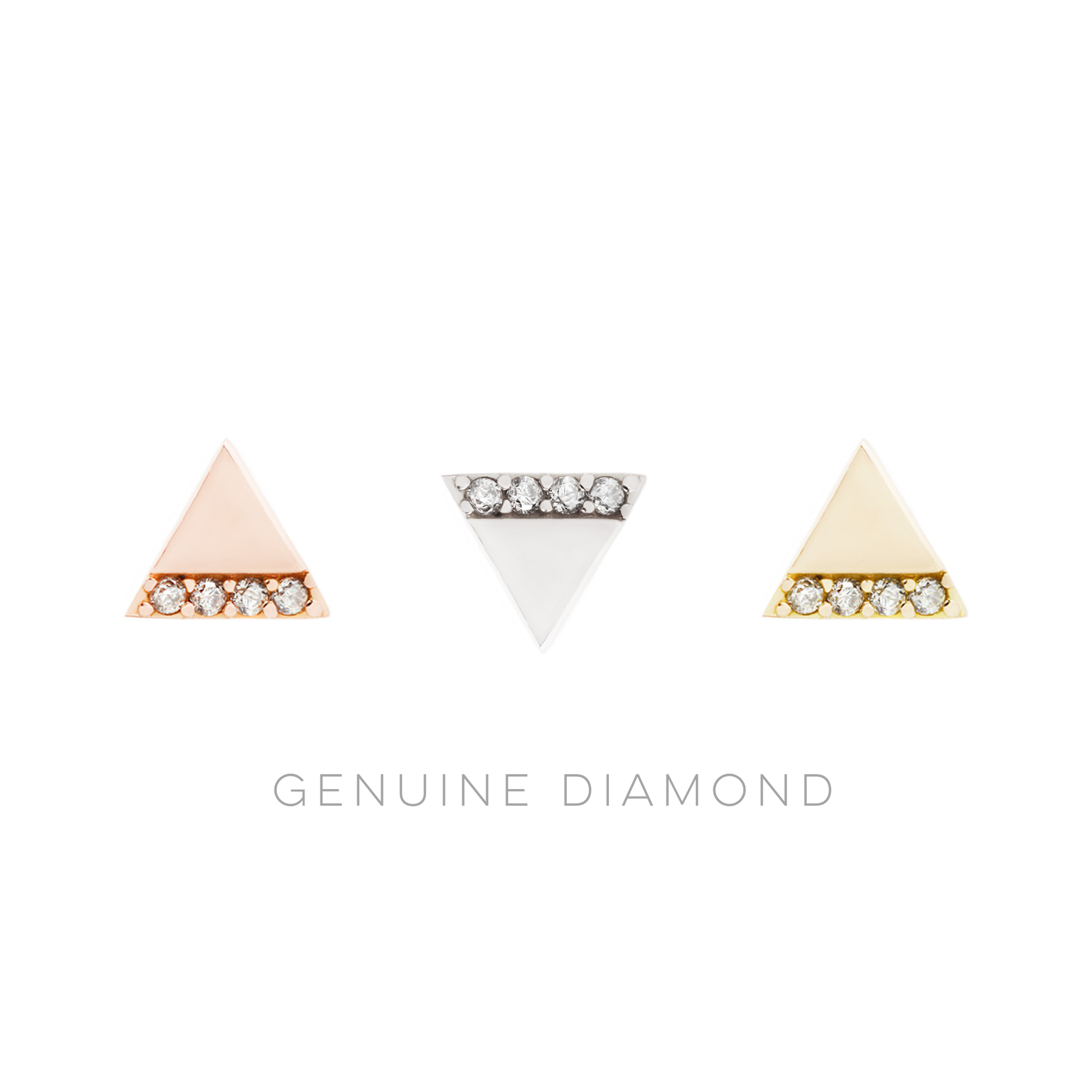 Love Triangle Threadless End with Diamond Threadless Ends Buddha Jewelry