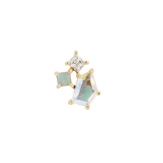 Lyra - Mercury Mist Topaz + Opal + CZ - Threadless End Threadless Ends Buddha Jewelry Yellow Gold  