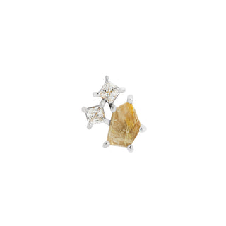 Lyra - Rutilated Quartz + CZ - Threadless End Threadless Ends Buddha Jewelry White Gold  