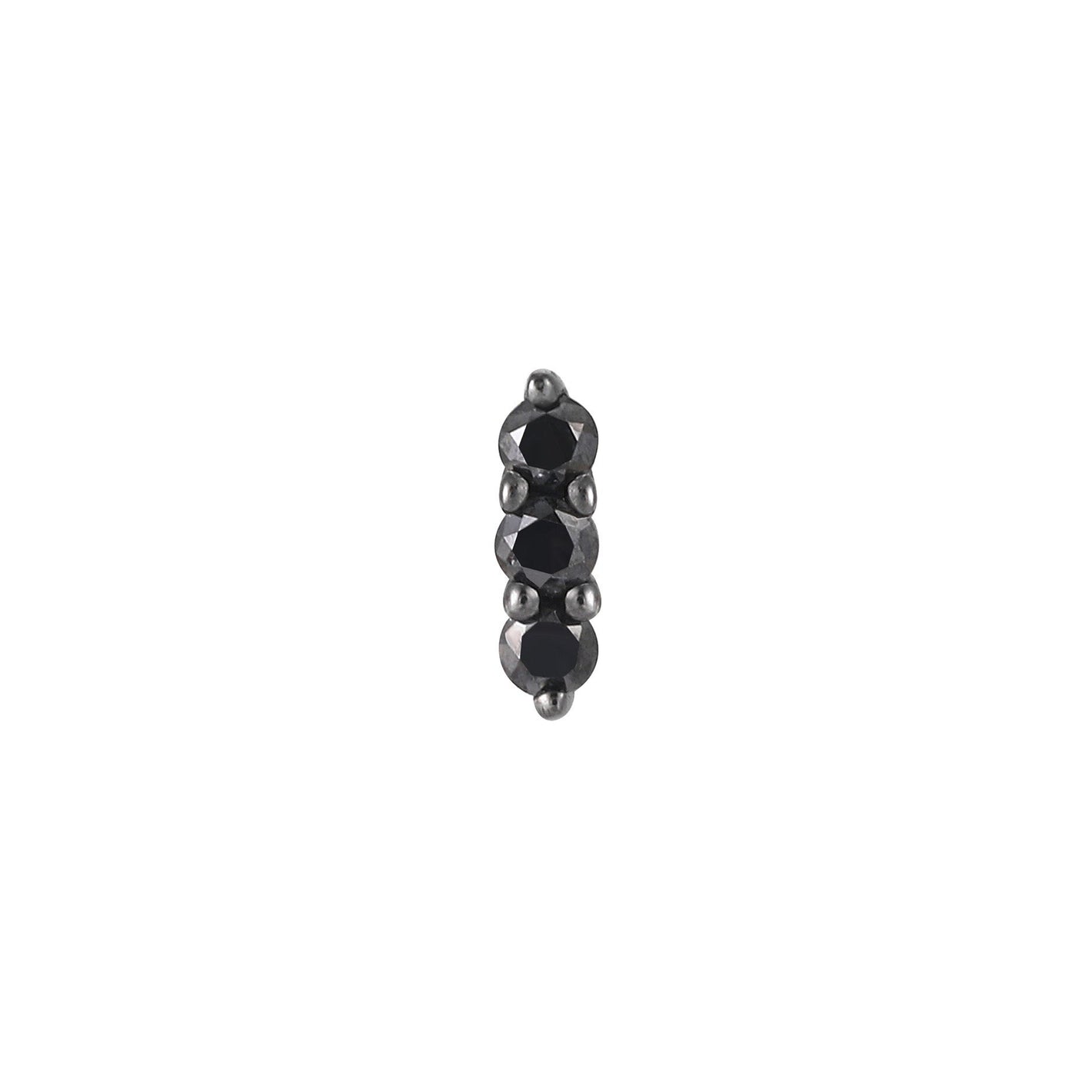 Mishka 3 Black Rhodium Threadless End with Black Diamond Threadless Ends Buddha Jewelry