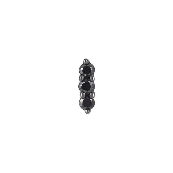 Mishka 3 Black Rhodium Threadless End with Black Diamond Threadless Ends Buddha Jewelry