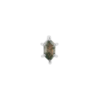 Oh Hell Yes! - Hex Cut Moss Agate - Threadless End Threadless Ends Buddha Jewelry White Gold  