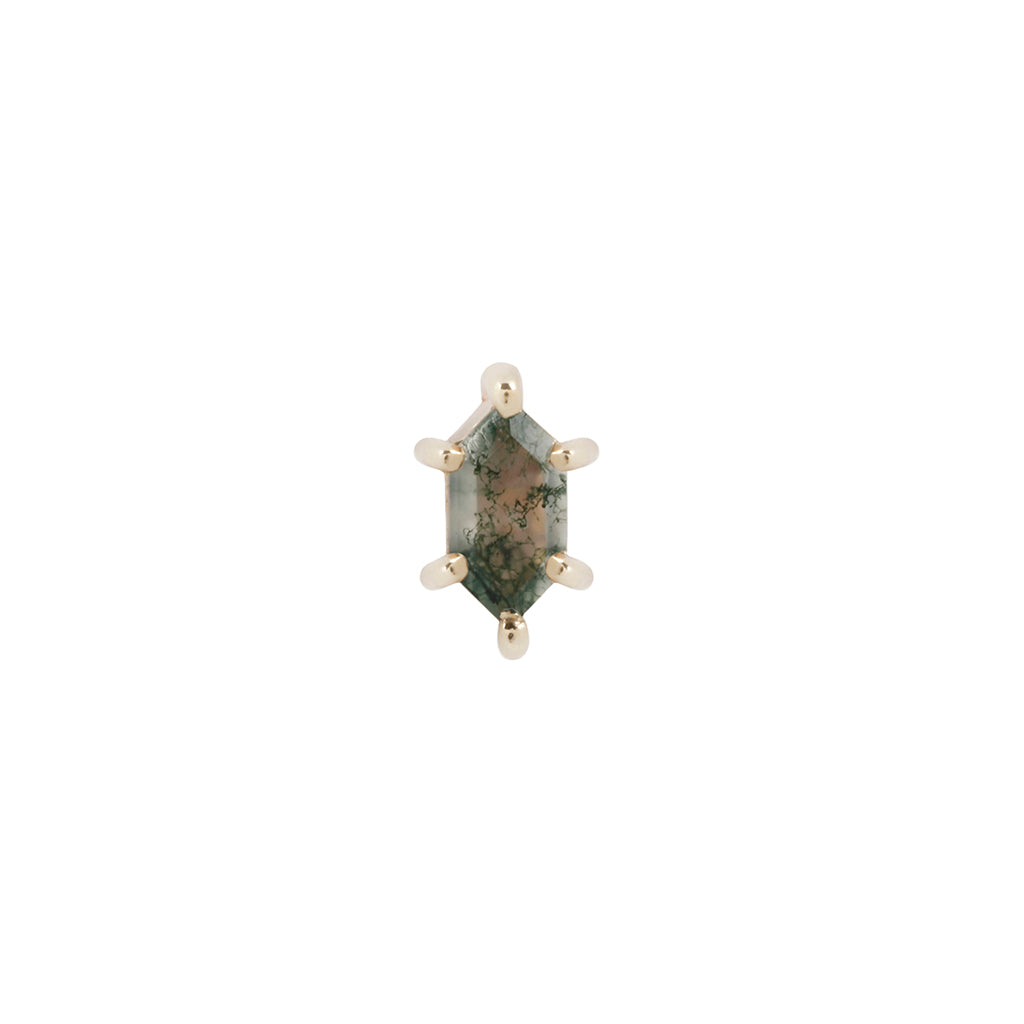 Oh Hell Yes! Threadless End with Moss Agate Threadless Ends Buddha Jewelry 14k Yellow Gold