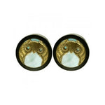 Owl Plugs - Brass + Mother of Pearl Plugs Buddha Jewelry   