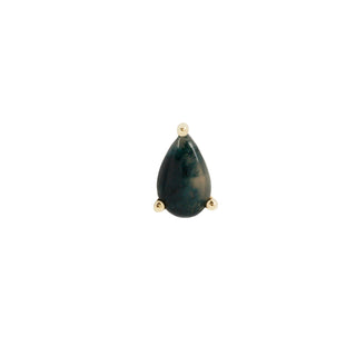 Moss Agate Pear - Threadless End Threadless Ends Buddha Jewelry Yellow Gold  