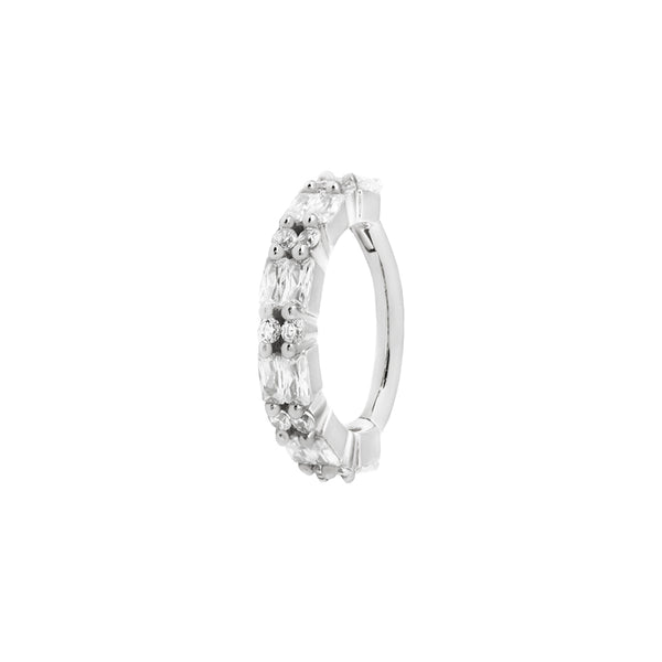 Revelation Clicker with CZ Clickers Buddha Jewelry 14k White Gold 16g 5/16" (8mm)