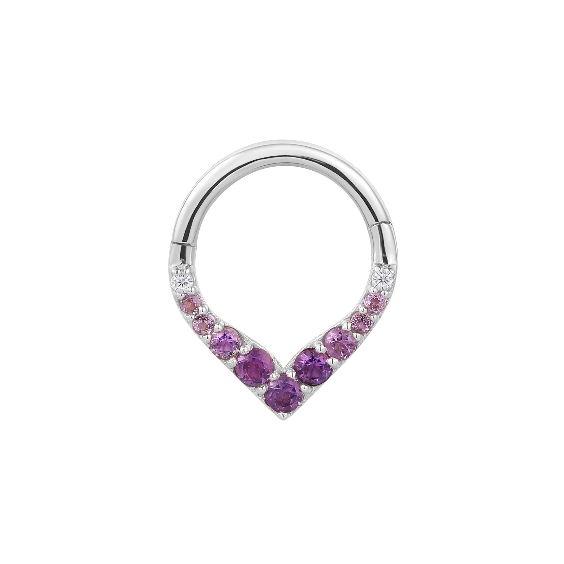 Rise + Shine Clicker with Amethyst Ombre Clickers Buddha Jewelry 14k White Gold 16g 5/16" (8mm)