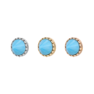 Round Accent Bezel Reverse Set - Turquoise - Threadless End Threadless Ends Buddha Jewelry   