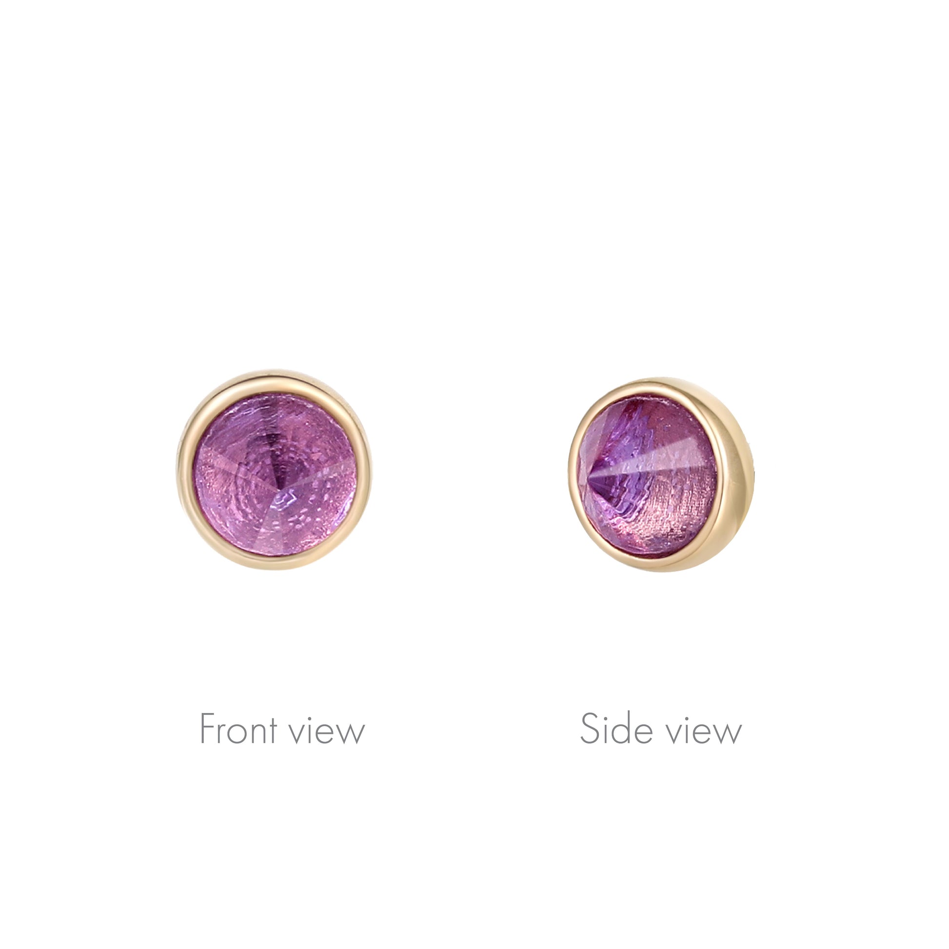 Round Bezel Gem Threadless End with Reverse Set Amethyst Threadless Ends Buddha Jewelry