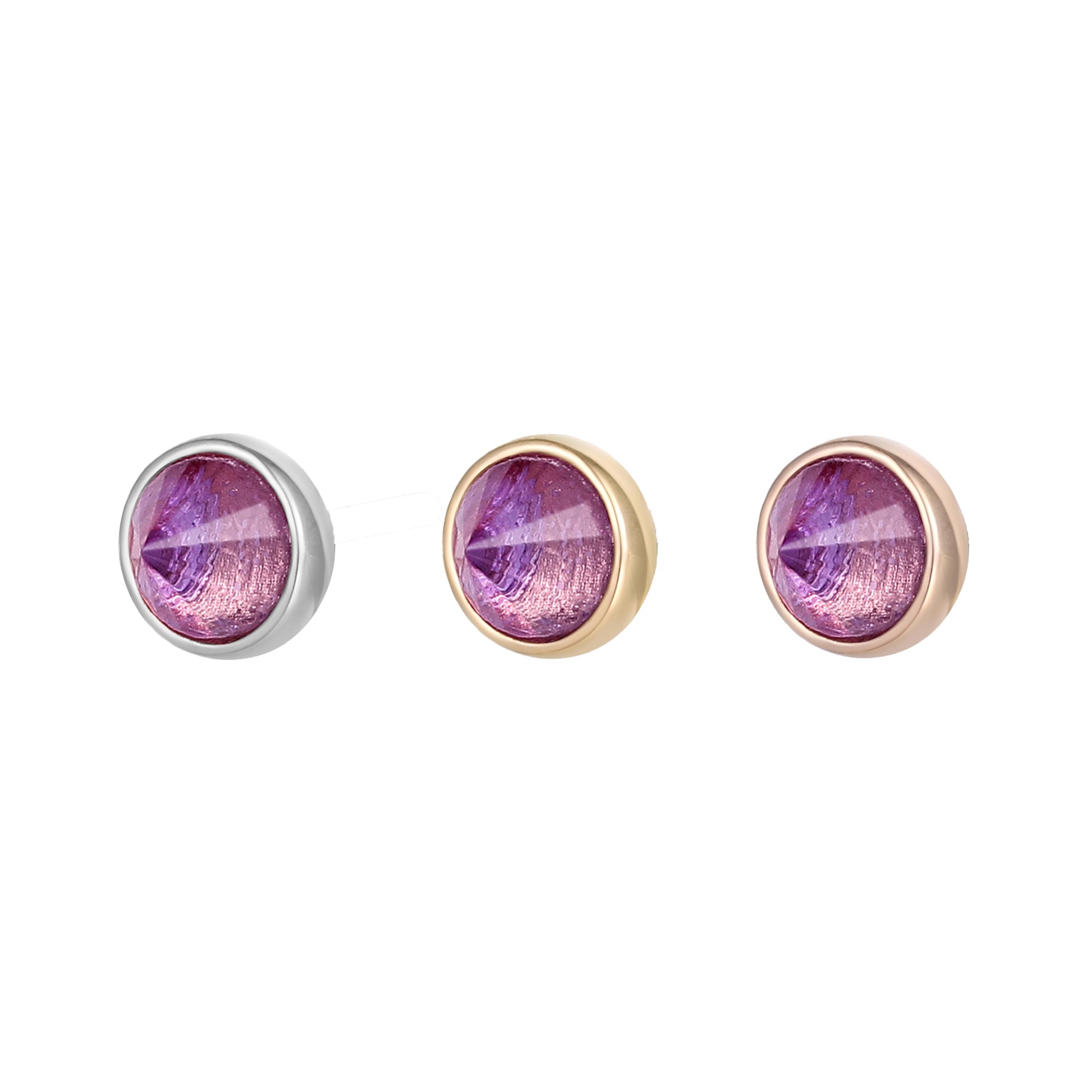 Round Bezel Gem Threadless End with Reverse Set Amethyst Threadless Ends Buddha Jewelry