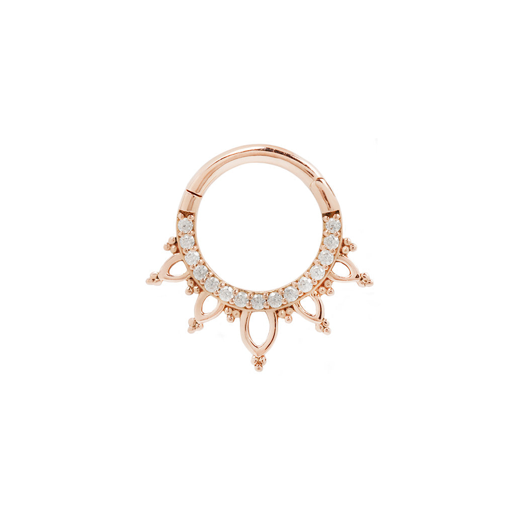 Indra Clicker with CZ Clickers Buddha Jewelry 14k Rose Gold 16g 5/16" (8mm)