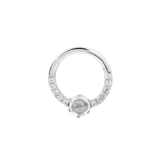 Tinsley - CZ + White Sapphire - Solid 14kt Gold Clicker Clicker Buddha Jewelry Organics White Gold 5/16" 