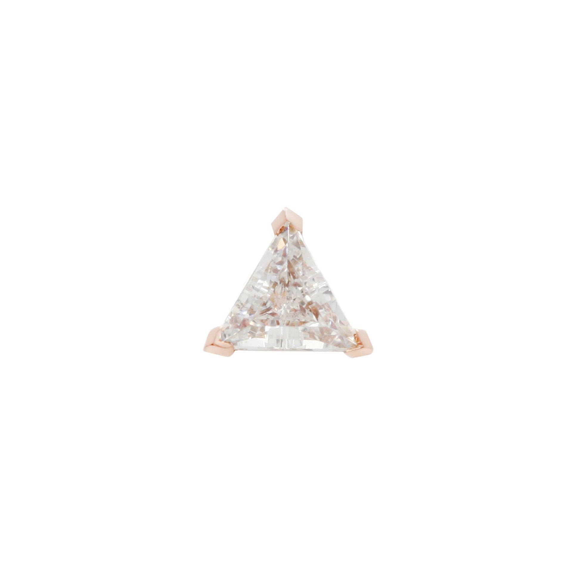 Trillion Threadless End with CZ Threadless Ends Buddha Jewelry 14k Rose Gold