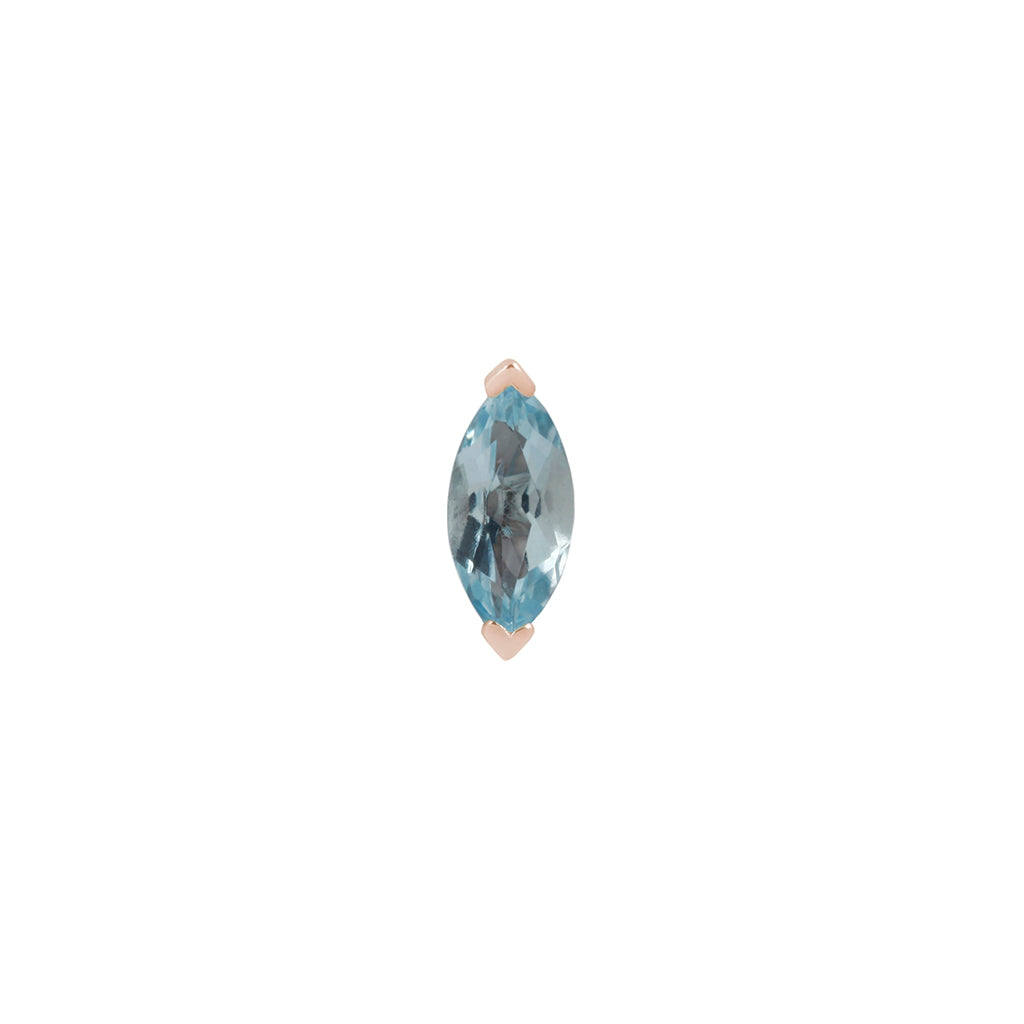 Zuri Threadless End with Sky Blue Topaz Threadless Ends Buddha Jewelry 14k Rose Gold 4x2mm