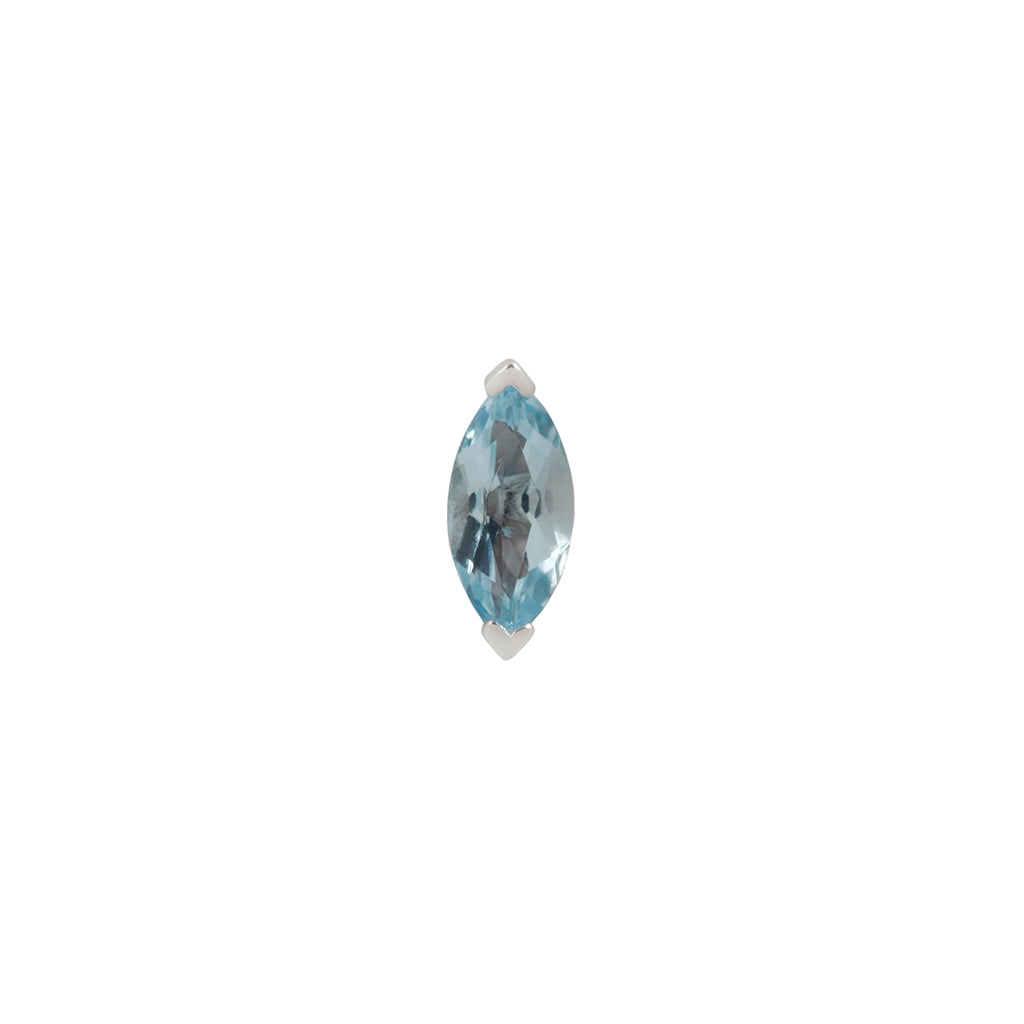 Zuri Threadless End with Sky Blue Topaz Threadless Ends Buddha Jewelry 14k White Gold 4x2mm