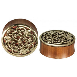 Althea Plugs - Brass + Coral Inlay Plugs Buddha Jewelry   