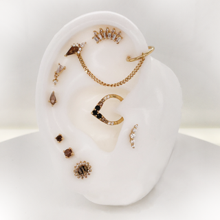 Delphine - Tourmalated Quartz + White Sapphire - Threadless End Threadless Ends Buddha Jewelry   