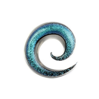 Dichro Glass Simple Spiral - Aqua Glass Buddha Jewelry   